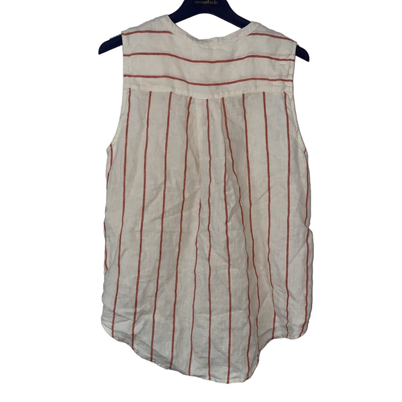Women's C&C California Linen Red and Cream Striped Sleeveless Top Size L NWT - Picture 2 of 5
